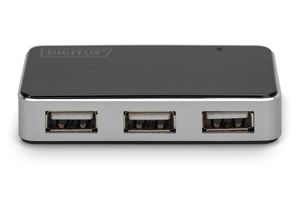 Digitus DA-70220 interface hub USB 2.0 Mini-B 480 Mbit/s Zwart, Zilver