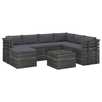 vidaXL 8-delige Loungeset pallet met kussens massief grenenhout vidaXL 8-delige Loungeset pallet met kussens massief grenenhout