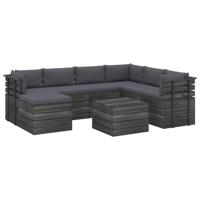 vidaXL 8-delige Loungeset pallet met kussens massief grenenhout