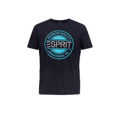 ESPRIT Men Casual T-shirt met printopdruk marine/blauw