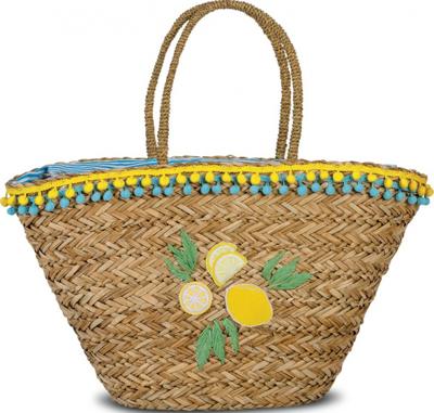 Fabrizio shopper Lemon dames 27 liter riet lichtbruin Fabrizio shopper Lemon dames 27 liter riet lichtbruin