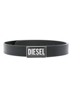 Diesel ceinture en cuir à plaque logo - Noir