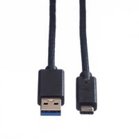 ROLINE USB 3.2 Gen 1 kabel, A-C, M/M, zwart, 0,5 m - thumbnail