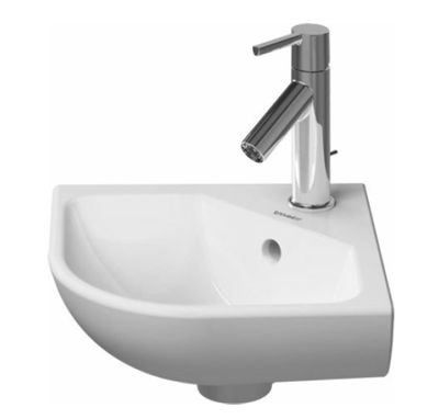 Duravit Me by Starck hoekfontein met kraangat en overloop 43,5 x 38 cm, mat wit Duravit Me by Starck hoekfontein met kraangat en overloop 43,5 x 38 cm, mat wit