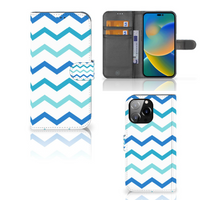 iPhone 14 Pro Max Telefoon Hoesje Zigzag Blauw - thumbnail