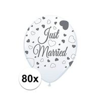 80x Just Married ballonnen 30 cm bruiloft versiering - thumbnail