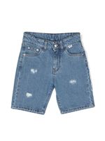 Gcds Kids short en jean à logo brodé - Bleu