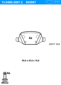 Remblokkenset, schijfrem ATE, u.a. für Alfa Romeo, Lancia, Fiat