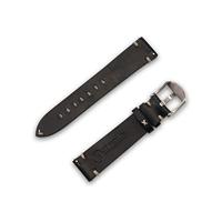 JT Berlin Alex II Vintage reservearmband (20 mm) voor Samsung Galaxy Watch/Amazfit/Garmin Forerunner [handgemaakt in Duitsland, leder/Nytech reserveband, roestvrij staal] zwart/zilver