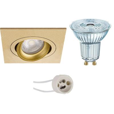 LED Spot Set - OSRAM Parathom PAR16 927 36D - Pragmi Borny Pro - GU10 Fitting - Dimbaar - Inbouw Vierkant - Mat Goud - LED Spot Set - OSRAM Parathom PAR16 927 36D - Pragmi Borny Pro - GU10 Fitting - Dimbaar - Inbouw Vierkant - Mat Goud -