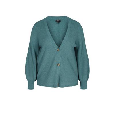 Zizzi fijngebreid vest CAELLA petrol