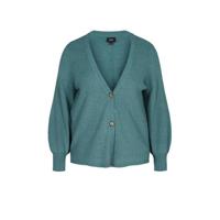 Zizzi fijngebreid vest CAELLA petrol