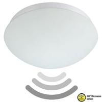 LED Plafondlamp met Bewegingssensor - 360° Sensor - E27 Fitting - Opbouw - Ovaal - Mat Wit - Glas