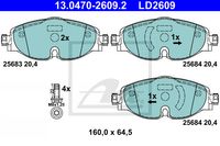 Remblokkenset, schijfrem ATE, u.a. für VW, Skoda, Audi