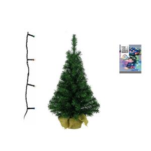 Kunst kerstboom - H90 cm - met kerstverlichting - gekleurd - kunstboom