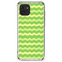 Samsung Galaxy A03 Doorzichtige Silicone Hoesje Waves Green - thumbnail