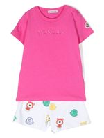 Moncler Enfant lot t-shirt-short à logo imprimé - Rose