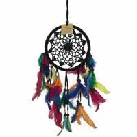 Dromenvanger Zwart met Gekleurde Veren (16 cm)