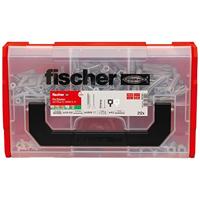 fischer FixTainer SX-Plus pluggen, schroeven en schroefhaken, pluggenset met 212 delen, voor beton, massieve en geperforeerde bouwmaterialen, praktische gereedschapskoffer met draaggreep & kliksysteem