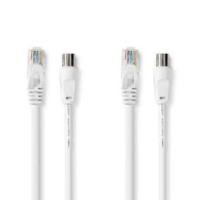 Coax- en CAT6-Combikabel | IEC (Coax) Male / RJ45 Male | IEC (Coax) Female / RJ45 Male | Vernikkeld