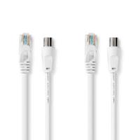 Coax- en CAT6-Combikabel | IEC (Coax) Male / RJ45 Male | IEC (Coax) Female / RJ45 Male | Vernikkeld - thumbnail