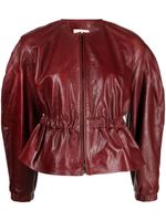 Ulla Johnson veste en cuir à manches bouffantes - Rouge - thumbnail