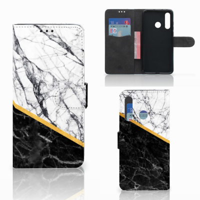 Huawei Nova 4 Bookcase Marmer Wit Zwart - Origineel Cadeau Man