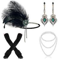 Vintage Jaren 1920 Gatsby Jaren '20 flapper hoofdband Accessoireset Ketting Oorbel Charleston Dames Veer Modieus Maskerade Festival Handschoenen Lightinthebox