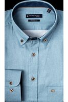 Giordano Ivy Regular Fit Overhemd blauw, Effen - thumbnail