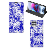 Mobiel BookCase Motorola Moto G100 Angel Skull Blauw - thumbnail