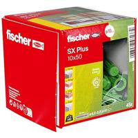fischer spreidplug SX Plus Green 10 x 50, Doos met 45 duurzame pluggen, Universele plug gemaakt van hernieuwbare grondstoffen, optimale grip in beton, volle baksteen, cellenbeton en meer