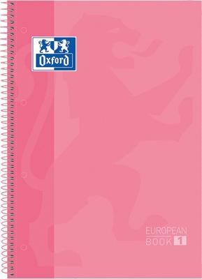 Oxford School Classic Europeanbook spiraalblok, ft A4+, 160 bladzijden, geruit 5 mm, roze