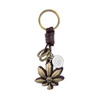 Sleutelhanger met hemp leaf Staallegering/Leder Sleutelhangers