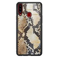 Samsung Galaxy A20s glazen hardcase - Golden snake
