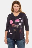 Ulla Popken Shirt, classic, pailletten, ronde hals, 3/4 mouwen - Grote Maten