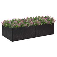 Plantenbak 157x80x40 cm poly rattan zwart - thumbnail