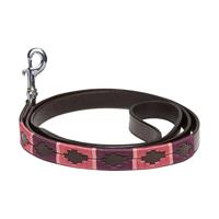 Kieffer Hond lederen riem Buenos Aires bruin met bordeaux fuchsia roze, maat: 160 cm