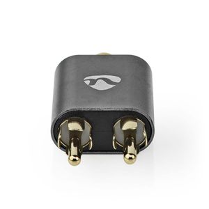 Stereo-Audioadapter | 2x RCA Male | 3,5 mm Female | Verguld | Recht | Aluminium | Gunmetal | 1 st. |