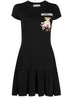 Moschino logo-print pleated short dress - Noir