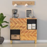 Dressoir 80x33,5x75 cm massief mangohout bruin en zwart - thumbnail