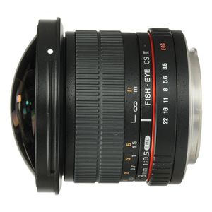 Samyang 8mm f/3.5 UMC fisheye CSII Canon EF-S-mount objectief