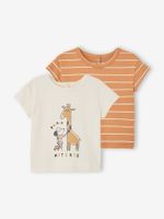 Set van 2 T-shirts voor baby, met korte mouwen karamel