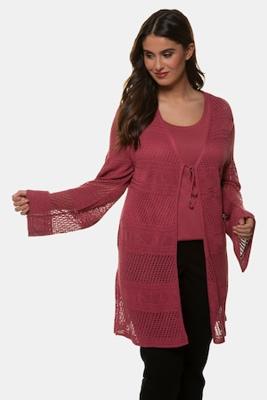 Ulla Popken Cardigan, ajour, lang model - Grote Maten