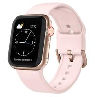 By Qubix - Soft siliconen bandje met gespsluiting - Lichtroze - Compatible met Apple Watch 38mm / 40mm / 41mm / 42mm - Compatible Apple watch bandjes