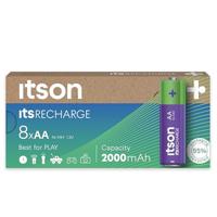 ITSON, gebruiksklare AA Pro oplaadbare NiMH-batterijen, 2000 mAh, verpakking van 8, voor klokken, zaklampen, afstandsbedieningen, HHR6-2000IT/8CP