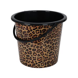 Huishoud/schoonmaak emmer met tuit - 10 liter - luipaard/panter print - multifuctioneel