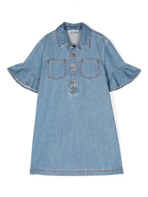 Moschino Kids Spijkerjurk verfraaid met stras - Blauw