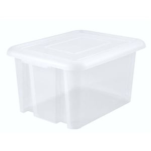 Kunststof opbergbox/opbergdoos wit transparant L65 x B50 x H36 cm stapelbaar   -