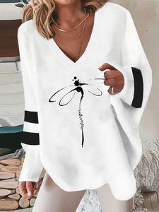 Casual V Neck Dragonfly Sweatshirt