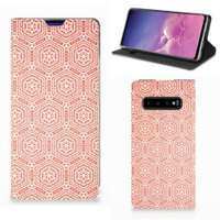 Samsung Galaxy S10 Hoesje met Magneet Pattern Orange